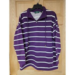 Hunt Club Medium Vintage‎ Purple Striped Quarter Zip